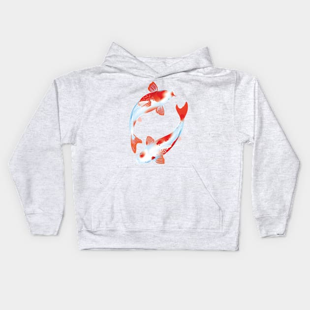 Asian Culture Japanese Koi Fish Japan Carp in the Pond Kids Hoodie by XOZ